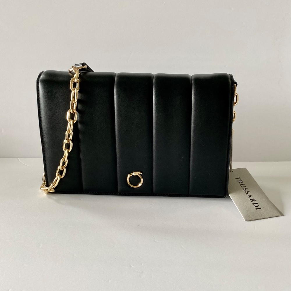 Trussardi Dune S quilted black crossbody bag Italy